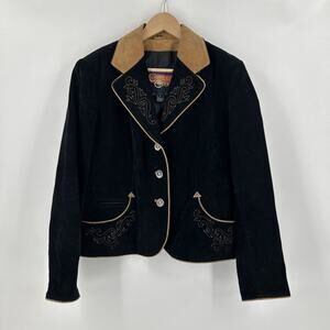 Vintage Cripple Creek Leather Jacket Womens Size XL Black Embroidered Western